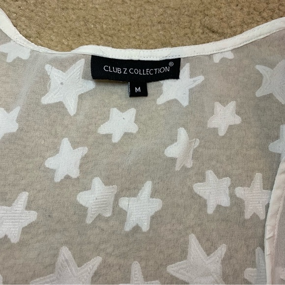 Club Z Collection White Sheer Star Beach Cover- Up - Sz M - Picture 4 of 16